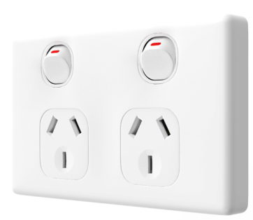 Classic Double Power Outlet with Extra Switch 250V 10A, Classic Outlets, Voltex Classic